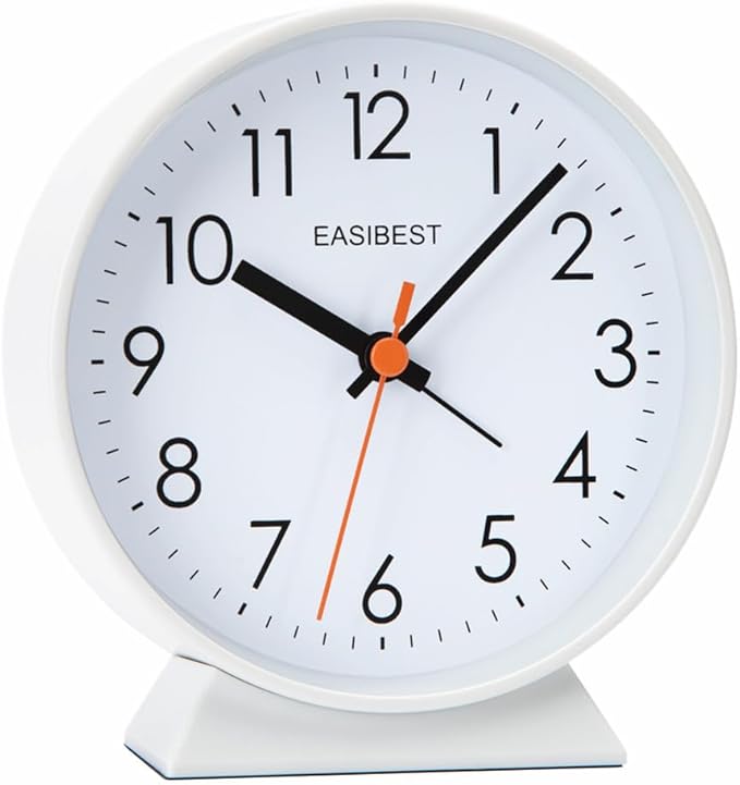 No Ticking Silent Alarm Clock, Ascending Sound, 1 AA Battery Operated, Snooze by EASIBEST