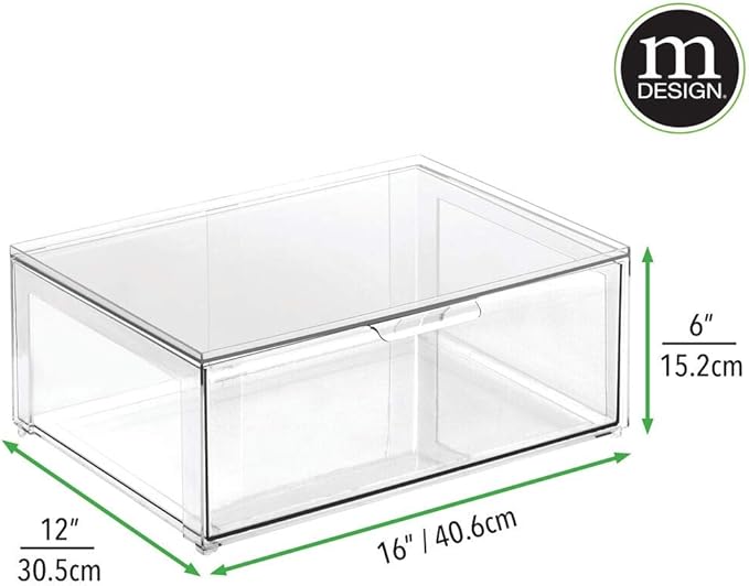 mDesign Plastic Stackable Closet Storage Organizer Bin Containers - Image 7