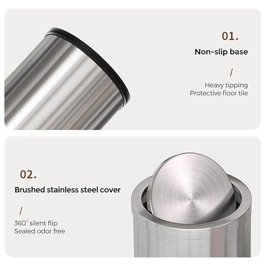 9L/2.4gallon Gold Bathroom Trash Can - Image 3