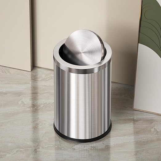 4.7 Gallon/18L Stainless Steel Bathroom Trash Can, Elegant Waste Basket - Image 8