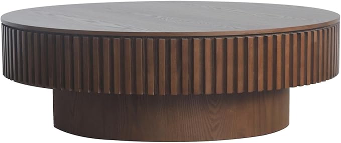 LKTART Round Coffee Table for Living Room, Accent Fluted Drum Coffee Table - Image 6