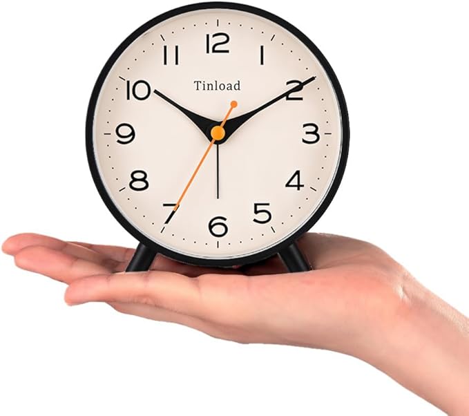 4.5" Antique Retro Analog Alarm Clock, Small Silent Bedside Desk Clock - Image 2