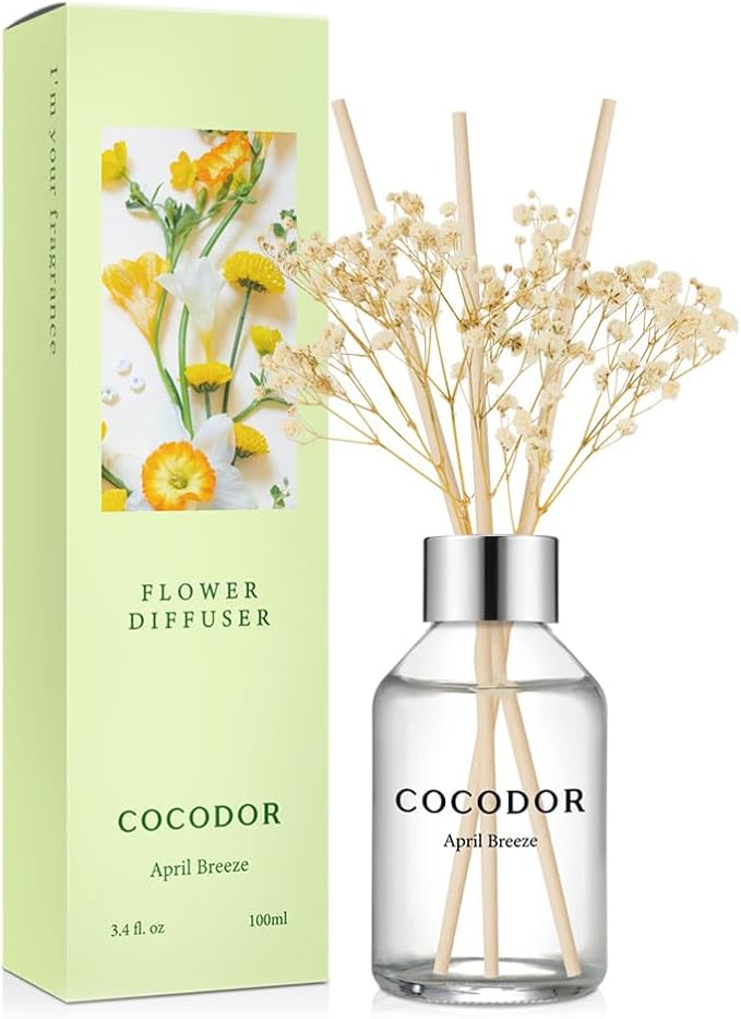 COCODOR Flower Reed Diffuser Set / 3.4oz / April Breeze/Scent Diffuser by Cocodor