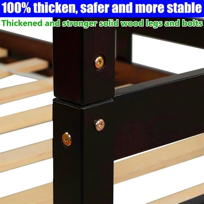 TSAMPA Latest Upgraded & Stronger Heavy Duty Solid Wood Full Over Full Bunk Bed - Image 4