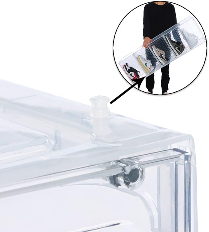 8 PACK XL Shoe Storage Box, Drop Side Sneaker Display Case, Shoe Boxes Clear - Image 7