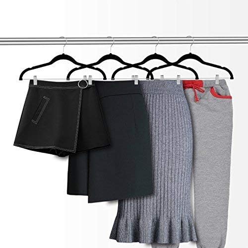 OIKA Black Velvet Hangers with Clips–16.7-Inch Space-Saving Pants Hangers - Image 3