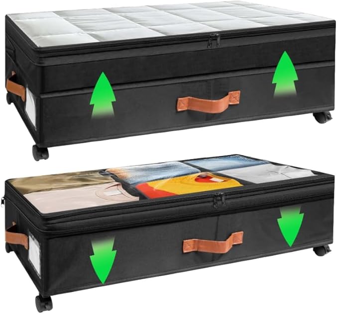 Under Bed Storage with Wheels, 72L XXL Under the Bed Storage Containers Large by TOOUIN