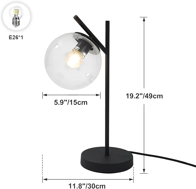 Mid Century Table Lamp Vintage Bedroom Desk Lamp Black Nightstand Lamp - Image 3