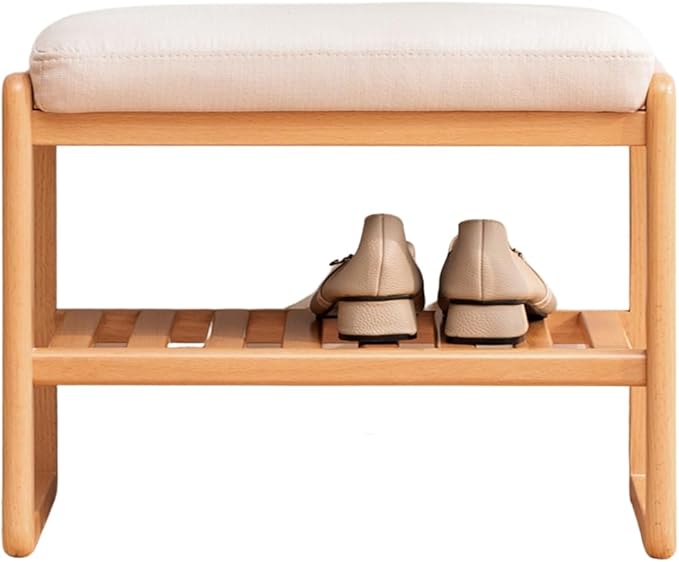 Wood Shoe Bench, 2-Tier Storage Bench by Grewood