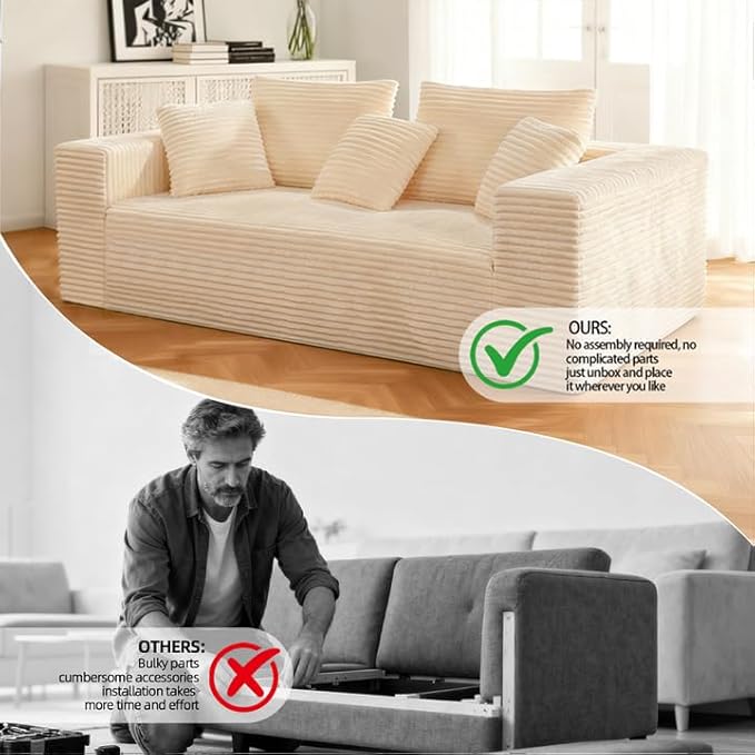 Boneless Cloud Couch Sofa, 3 Seater Deep Seat Modern Lounge Sleeper Couch - Image 7