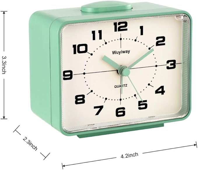 Retro Analog Alarm Clock, Battery Operated, Nightstand, Lighted on Demand and - Image 3