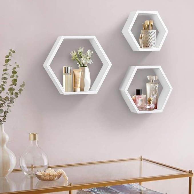 AHDECOR Hexagon Floating Shelves, Office | Hexagonal Wall Organizer Hanging - Image 4