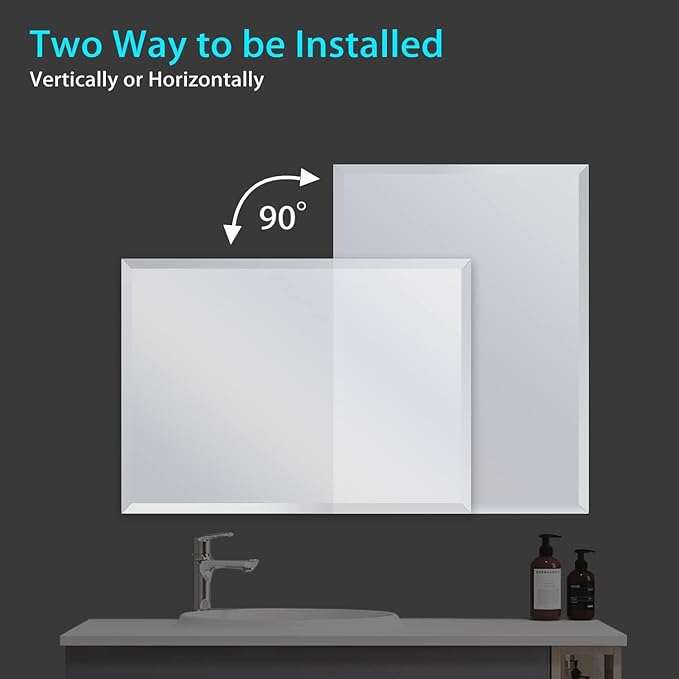Frameless Beveled Edge Bathroom Mirror 36x72 Inch Rectangle Wall Mirror - Image 6