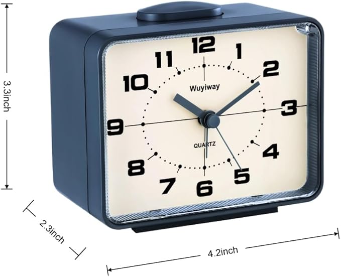 Retro Analog Alarm Clock, Battery Operated, Nightstand, Lighted on Demand and - Image 3
