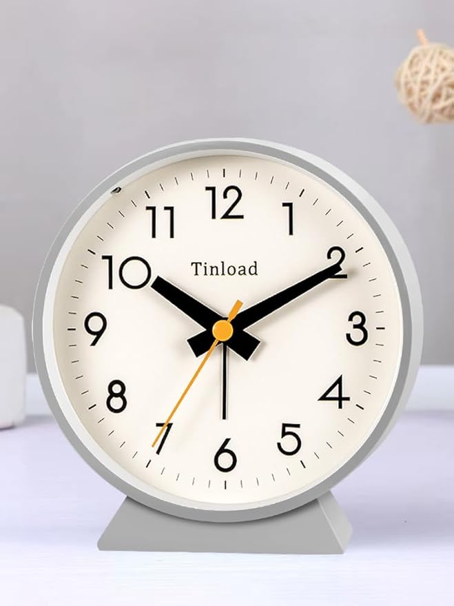 4.5" Battery Operated Antique Retro Analog Alarm Clock, Small Silent Bedside - Image 6