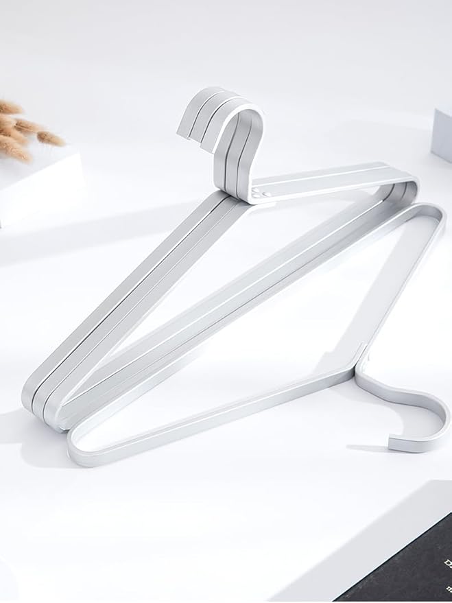 Premium Matte Silvery Aluminum Coat Hangers 90 Piece Set, 16.5” Extra Smooth & - Image 6