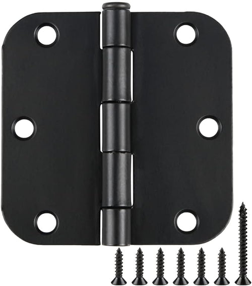 3 Pack Interior Matte Black Door Hinges Rounded 3.5 Inch x 3 1/2" Indoor Heavy by TDCHINGES