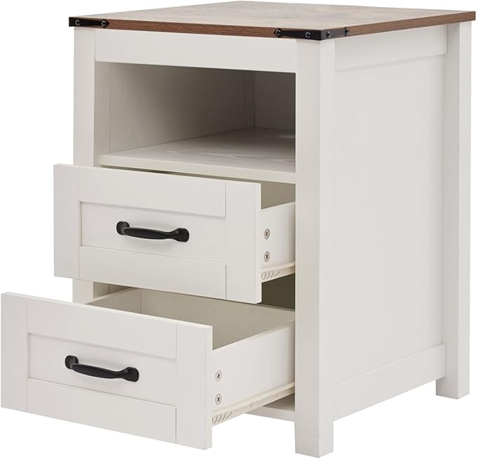 White Rustic Night Stand, Farmhouse End Table, Modern Bedside Table - Image 8