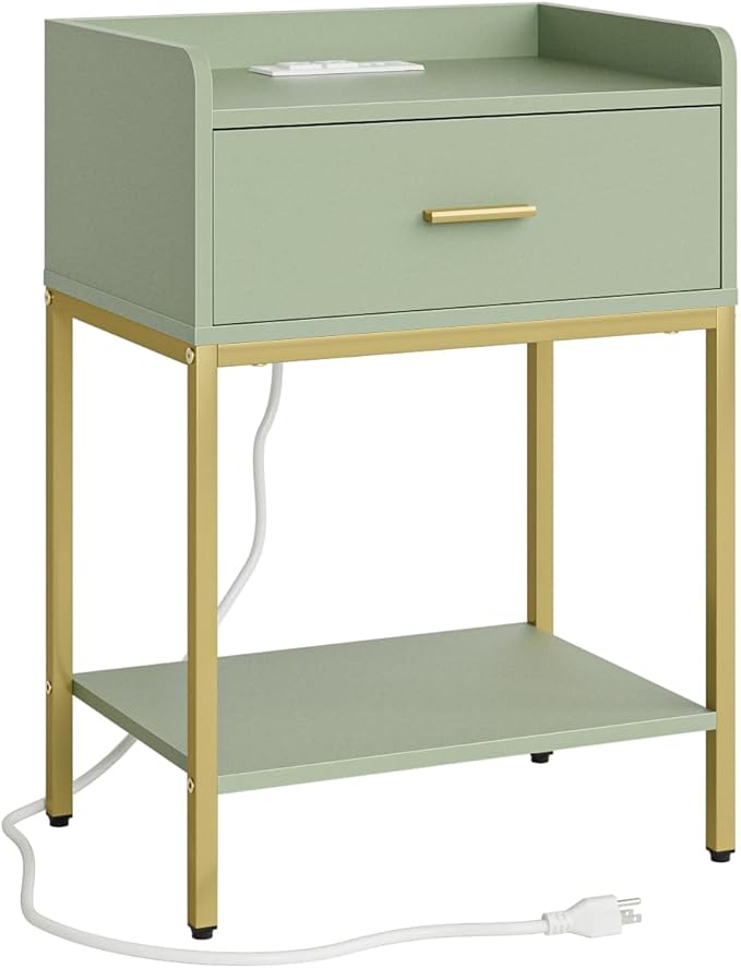 Masupu Nightstand with Charging Station, 3-Tier Modern Bedside Night Stand with - Image 8