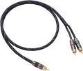 JORZOR Audiophile RCA to 2RCA Subwoofer Cable, 1 RCA Male to 2 RCA Male Audio by JORZOR