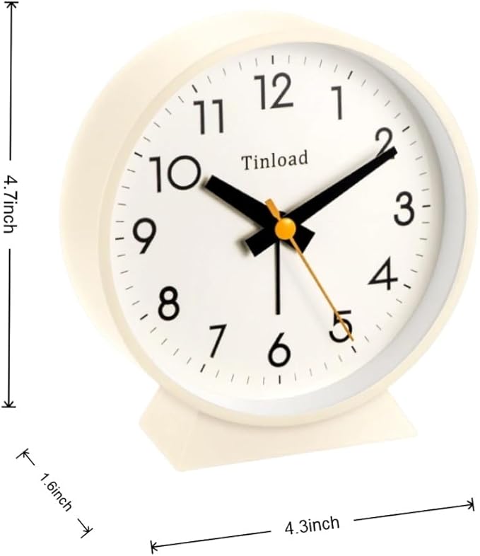 4.5" Battery Operated Antique Retro Analog Alarm Clock, Small Silent Bedside - Image 3