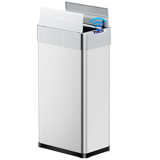 TLSUNNY 18.5 Gallon Automatic Trash Can, Stainless Steel Motion Sensor Garbage by TLSUNNY