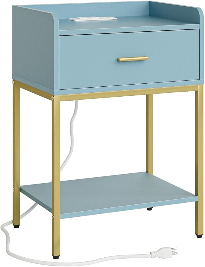 Masupu Nightstand with Charging Station, 3-Tier Modern Bedside Night Stand with - Image 8