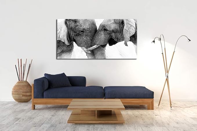 DZL Art D73075 Black and White Elephants Entwine Wall Art Canvas Painting Ready - Image 6