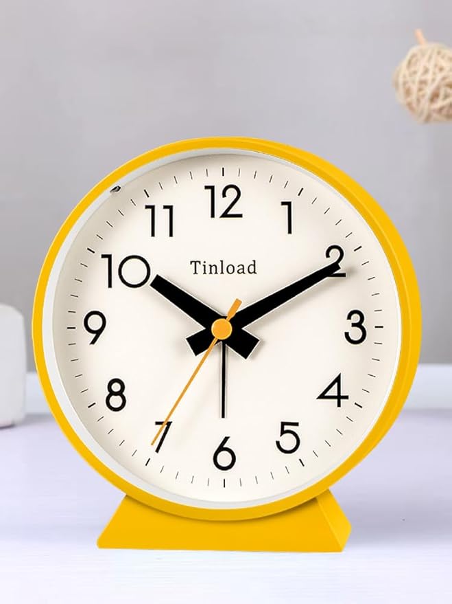 4.5" Battery Operated Antique Retro Analog Alarm Clock, Small Silent Bedside - Image 6