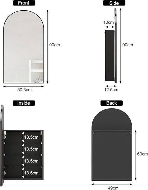 20x36 Black Arched Medicine Cabinet - Image 2