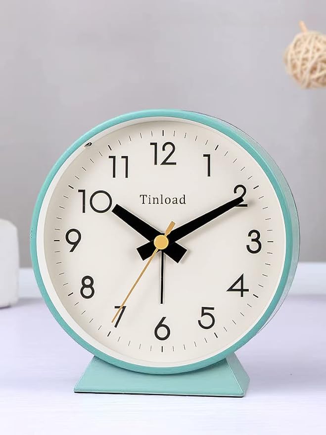 4.5" Battery Operated Antique Retro Analog Alarm Clock, Small Silent Bedside - Image 6