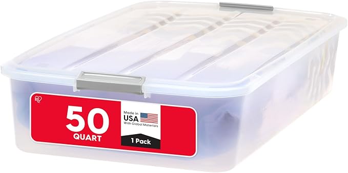 IRIS USA 50 Qt Plastic Under Bed Storage Organizer Bin Container by IRISUSA