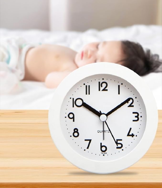 Alarm Clock with Backlight, 4 Inches White Desk Clock - Image 8