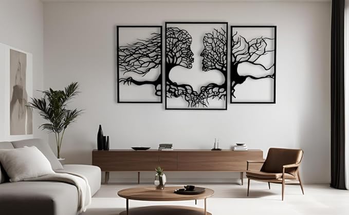 VAILLA Tree of Life Wall Wooden Art Abstract Tree Man Woman Face Large 3D - Image 9