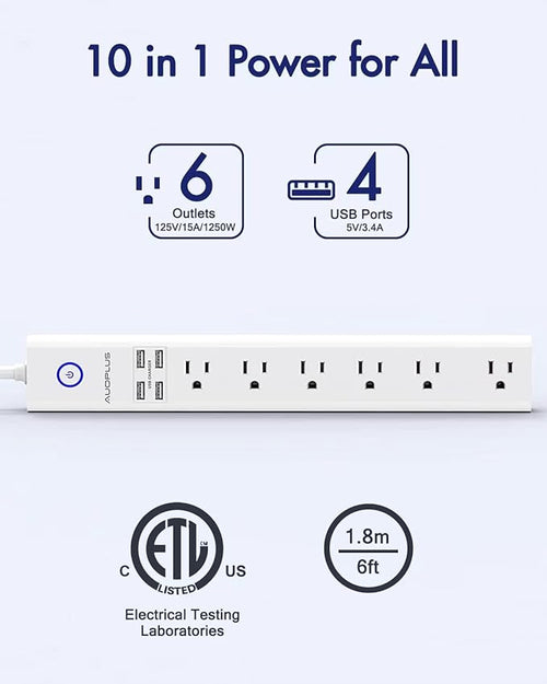2 Pack Power Strip Surge Protector Flat Plug - Image 2