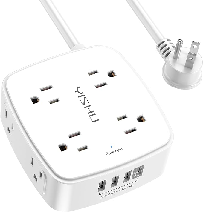 10 Ft Surge Protector Power Strip by YISHU