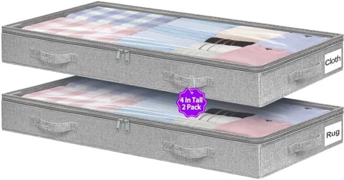 Under Bed Storage, Below 4 Inches High Underbed Storage Containers Low Profile by Boailydi