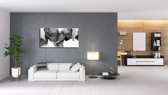DZL Art D73062 Black and White Elephants Entwine Wall Art Canvas Painting Ready - Image 5