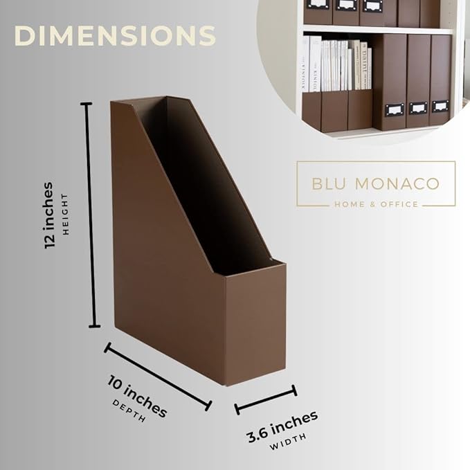 BLU MONACO Set of 6 Foldable Brown Magazine File Holders - Image 7