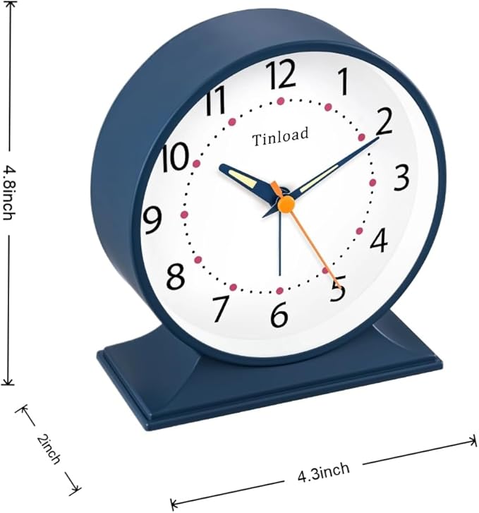 4.5" Antique Retro Analog Alarm Clock, Small Silent Bedside Desk Clock - Image 7