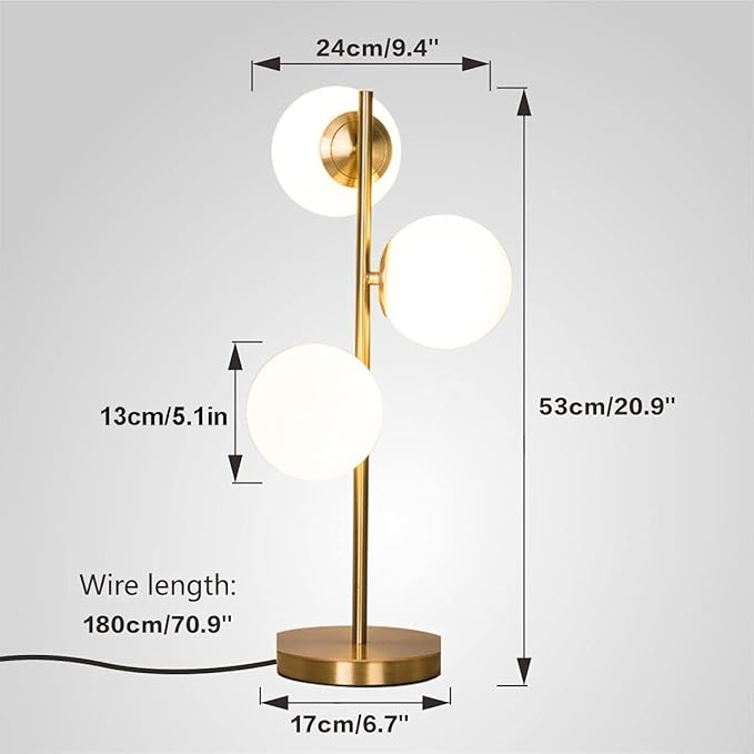 Modern Gold Globe Table Lamp Mid Century 3-Light Desk Lamp - Image 5