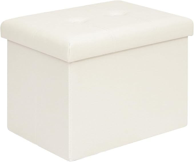 B FSOBEIIALEO Folding Storage Ottoman, Faux Leather Footrest Seat Coffee Table by BFSOBEIIALEO
