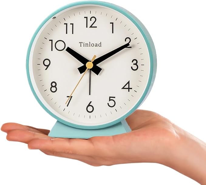 4.5" Battery Operated Antique Retro Analog Alarm Clock, Small Silent Bedside - Image 2
