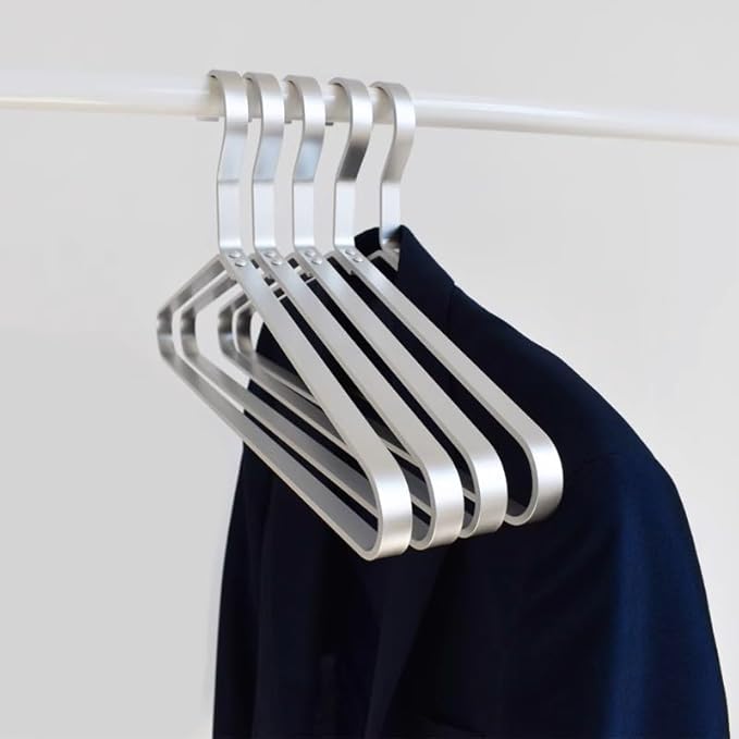 Premium Matte Silvery Aluminum Coat Hangers 90 Piece Set, 16.5” Extra Smooth & by WONQEXZ