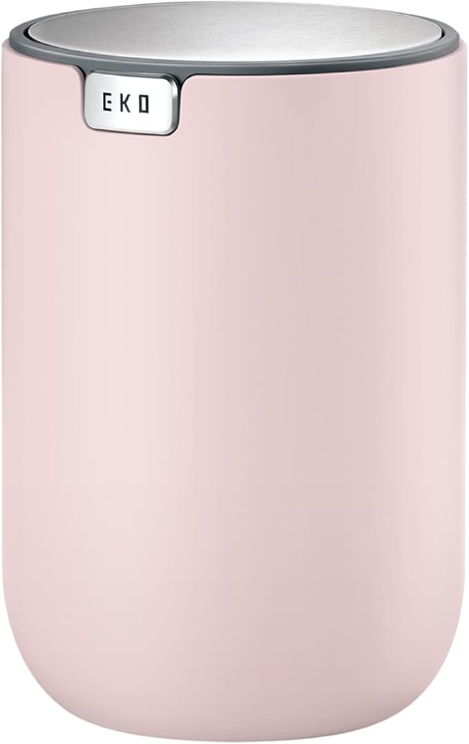 EKO Mini Desk Trash Can with Swing-Top Lid 0.4 Gallon Small Table Round by EKO