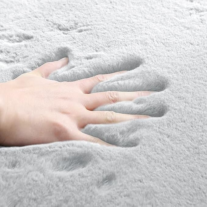 Fuzzy Grey Fluffy Washable Runner Rugs - Image 5
