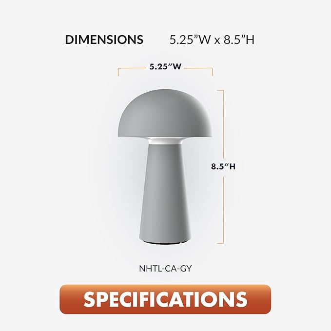 ‎Newhouse Lighting Capri, Fog Gray 2700K Dimmable Cordless USB-C Rechargeable - Image 3