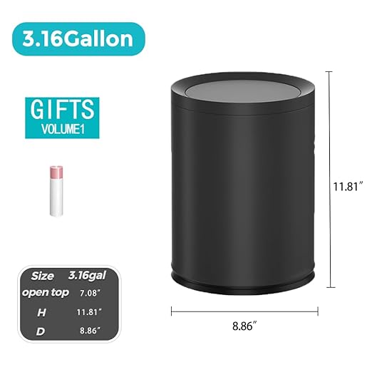 3.1Gallon/12L Modern Metal Bathroom Trash Can - Image 7