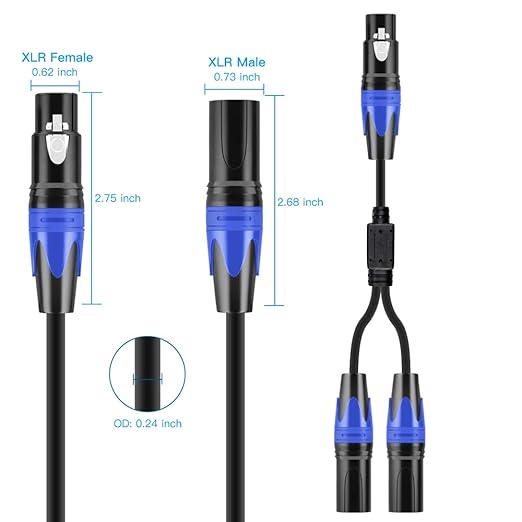 Seefeful XLR Splitter Cable, 1 Xlr Female to 2 Xlr Male Patch Y Cable, Balanced - Image 5