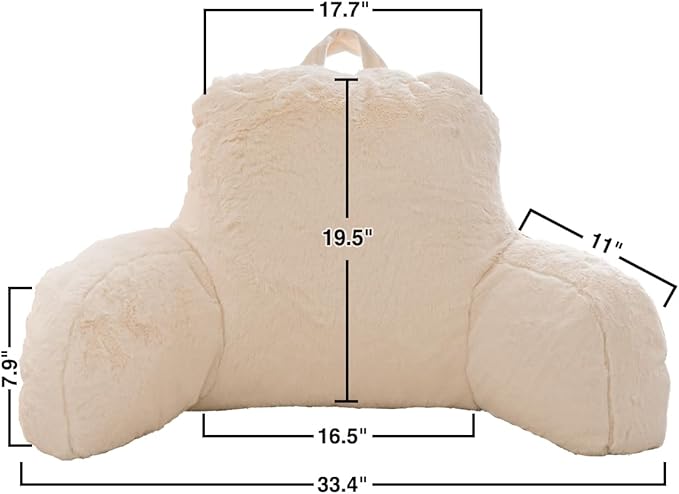 Holawakaka Large Faux Fur Bed Rest Pillow - Image 4